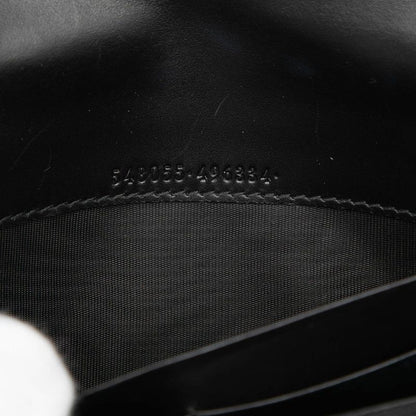 Gucci Guccissima Linea Cat GG Logo Wallet Bifold Black Leather