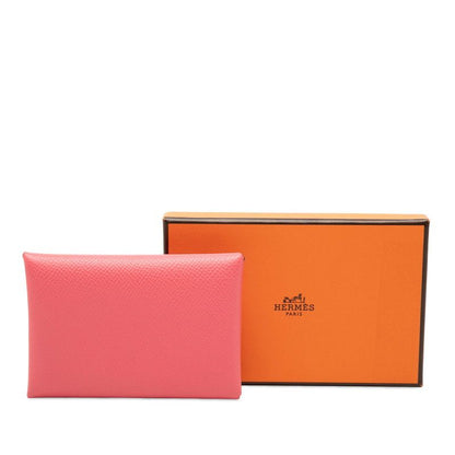 Hermes Calvi Duo Bifold Coin Purse Rose Azalea Pink Veau Epsom