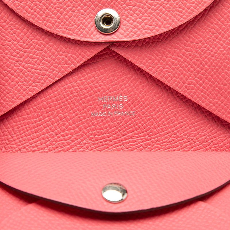 Hermes Calvi Duo Bifold Coin Purse Rose Azalea Pink Veau Epsom