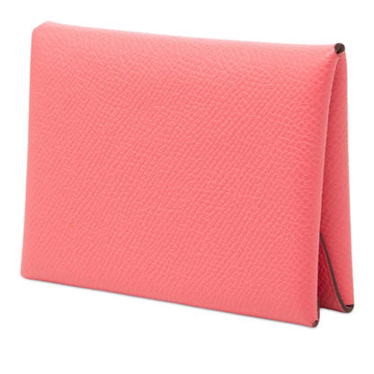 Hermes Calvi Duo Bifold Coin Purse Rose Azalea Pink Veau Epsom