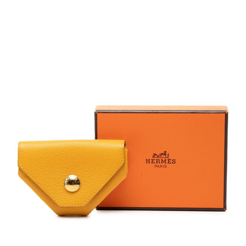 Hermes Levain Quatre Coin Purse Yellow Gold Chevre