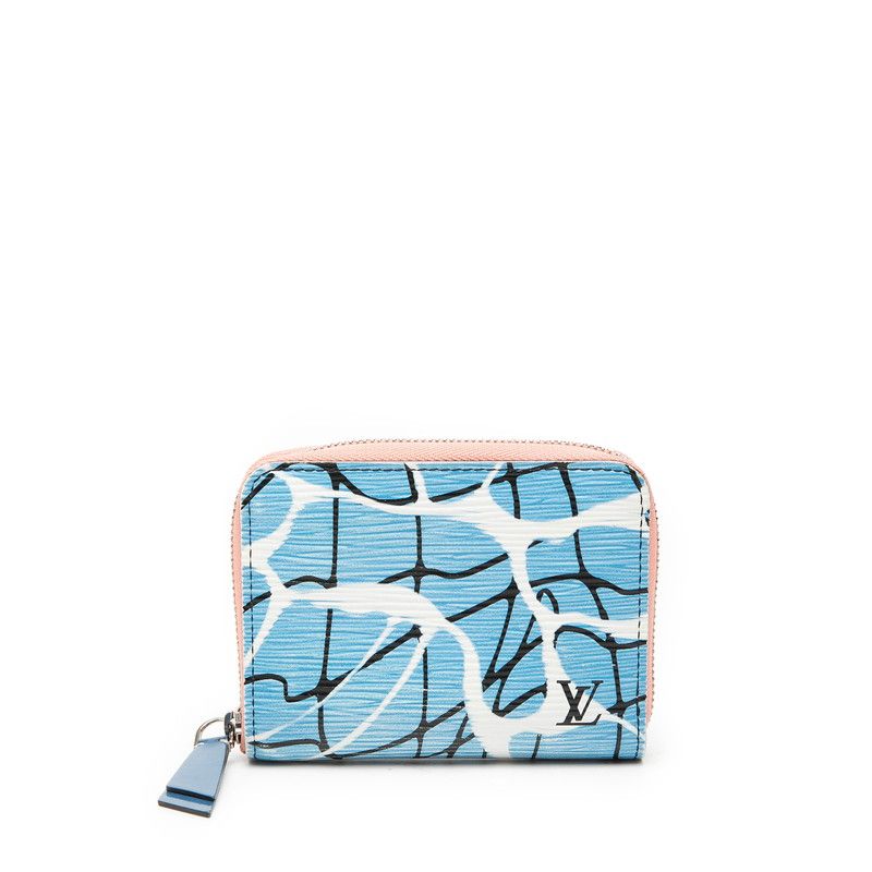 Louis Vuitton Epi Aqua Pattern Zippy Coin Purse Zip Around Case Blue Pink
