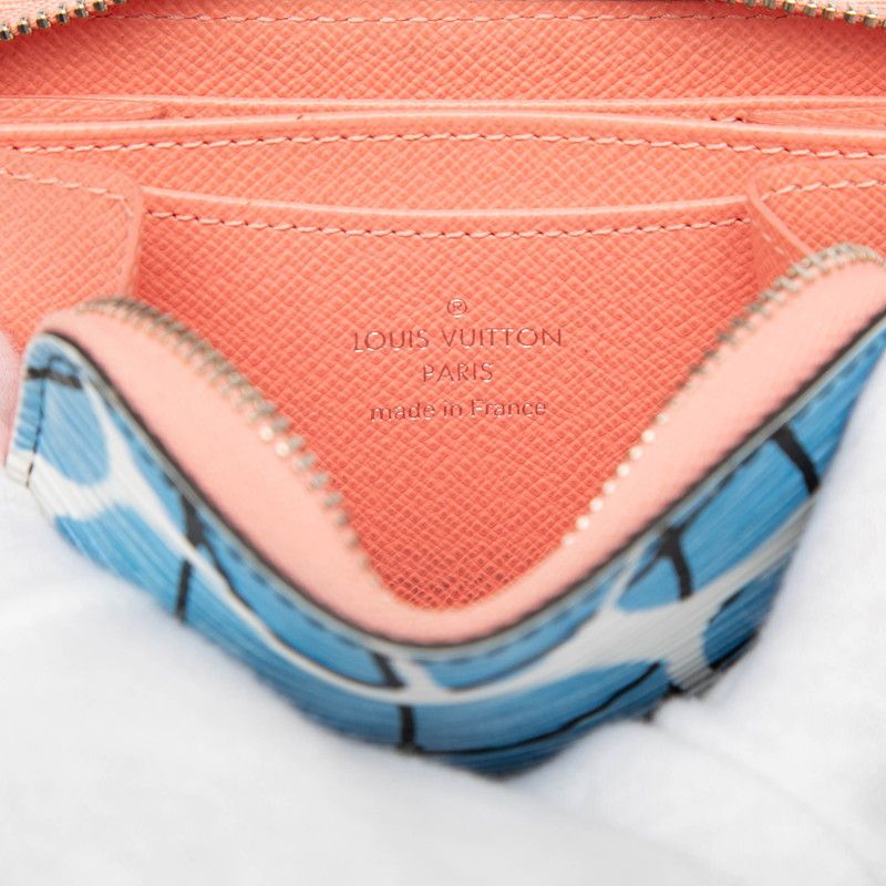Louis Vuitton Epi Aqua Pattern Zippy Coin Purse Zip Around Case Blue Pink