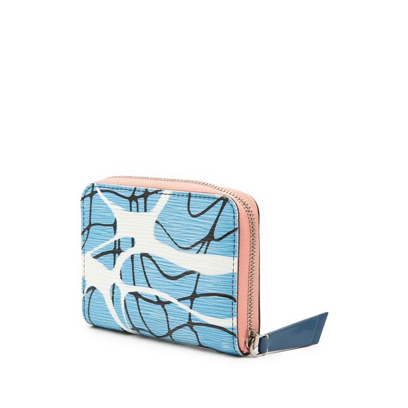 Louis Vuitton Epi Aqua Pattern Zippy Coin Purse Zip Around Case Blue Pink