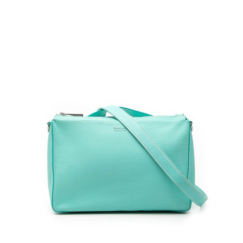 Tiffany & Co 2-Way Shoulder Bag Cobalt Blue Leather