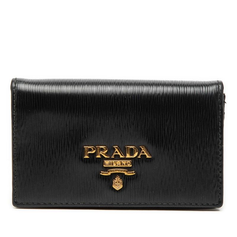 Prada Logo Coin Purse Nero Black Vitterom Leather