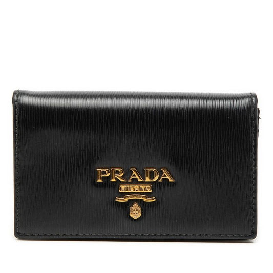 Prada Logo Coin Purse Nero Black Vitterom Leather