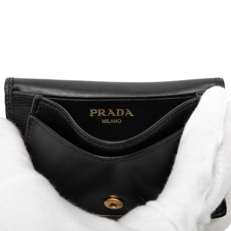 Prada Logo Coin Purse Nero Black Vitterom Leather