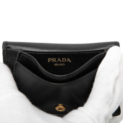 Prada Logo Coin Purse Nero Black Vitterom Leather