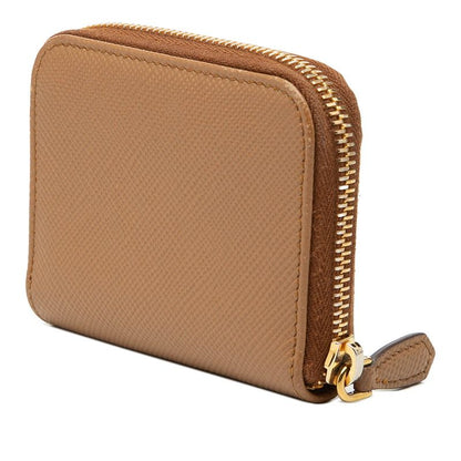 Prada Logo Coin Purse 1 mm 268 Caramel Brown Saffiano Leather