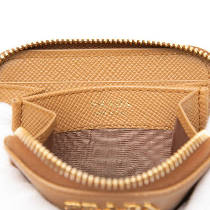 Prada Logo Coin Purse 1 mm 268 Caramel Brown Saffiano Leather