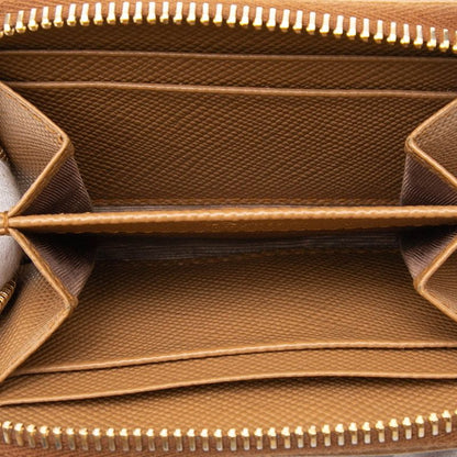 Prada Logo Coin Purse 1 mm 268 Caramel Brown Saffiano Leather
