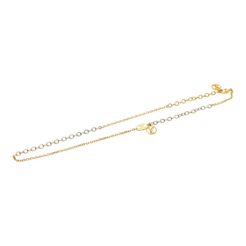 Louis Vuitton Necklace Logo Mania Gold Silver Plated Metal