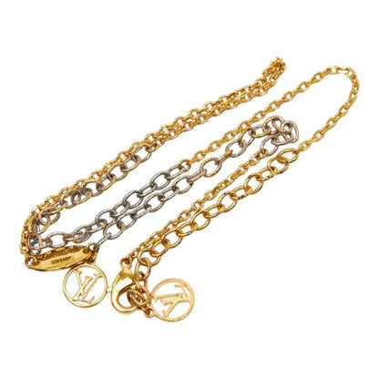 Louis Vuitton Necklace Logo Mania Gold Silver Plated Metal
