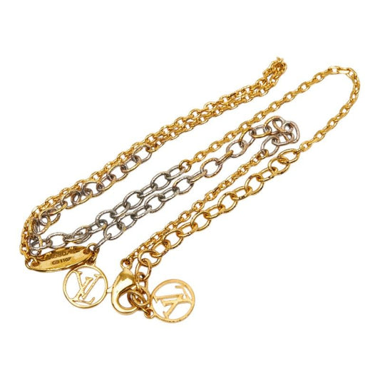 Louis Vuitton Necklace Logo Mania Gold Silver Plated Metal