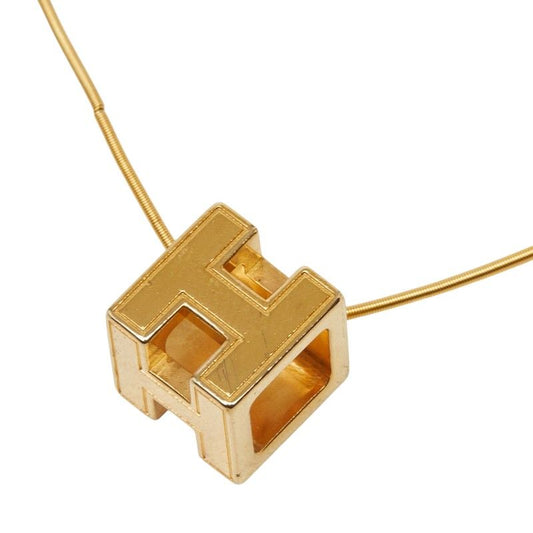 Hermes Cage de Ash Cube Necklace Gold Plated