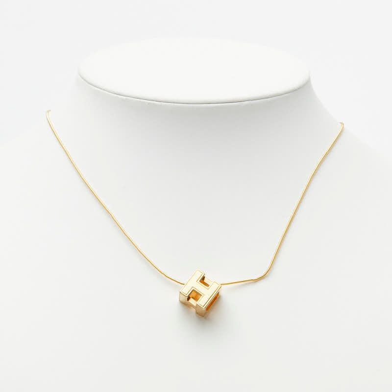 Hermes Cage de Ash Cube Necklace Gold Plated
