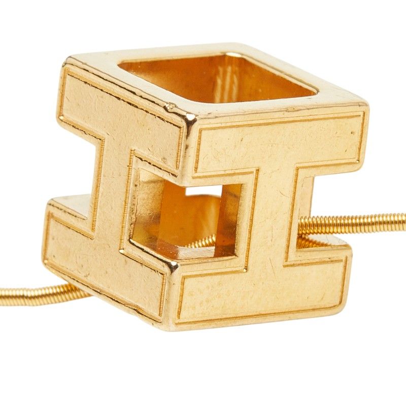 Hermes Cage de Ash Cube Necklace Gold Plated