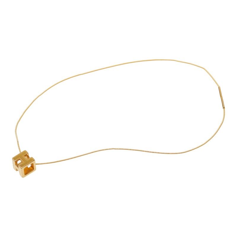 Hermes Cage de Ash Cube Necklace Gold Plated