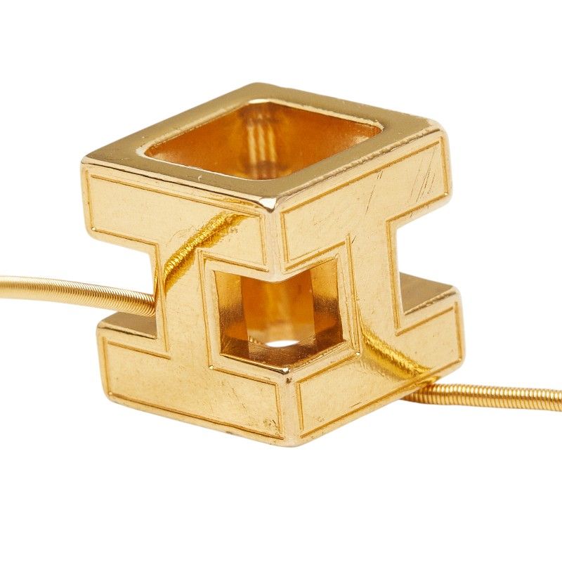 Hermes Cage de Ash Cube Necklace Gold Plated
