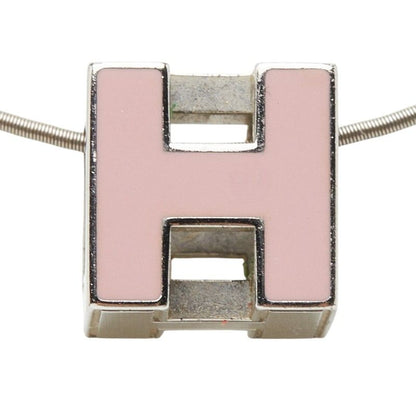 Hermes Cage de Ash Cube Necklace Silver Pink Metal Enamel