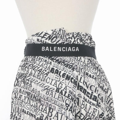 Balenciaga Asymmetric Pleated Skirt All Over Pattern 36 White Black
