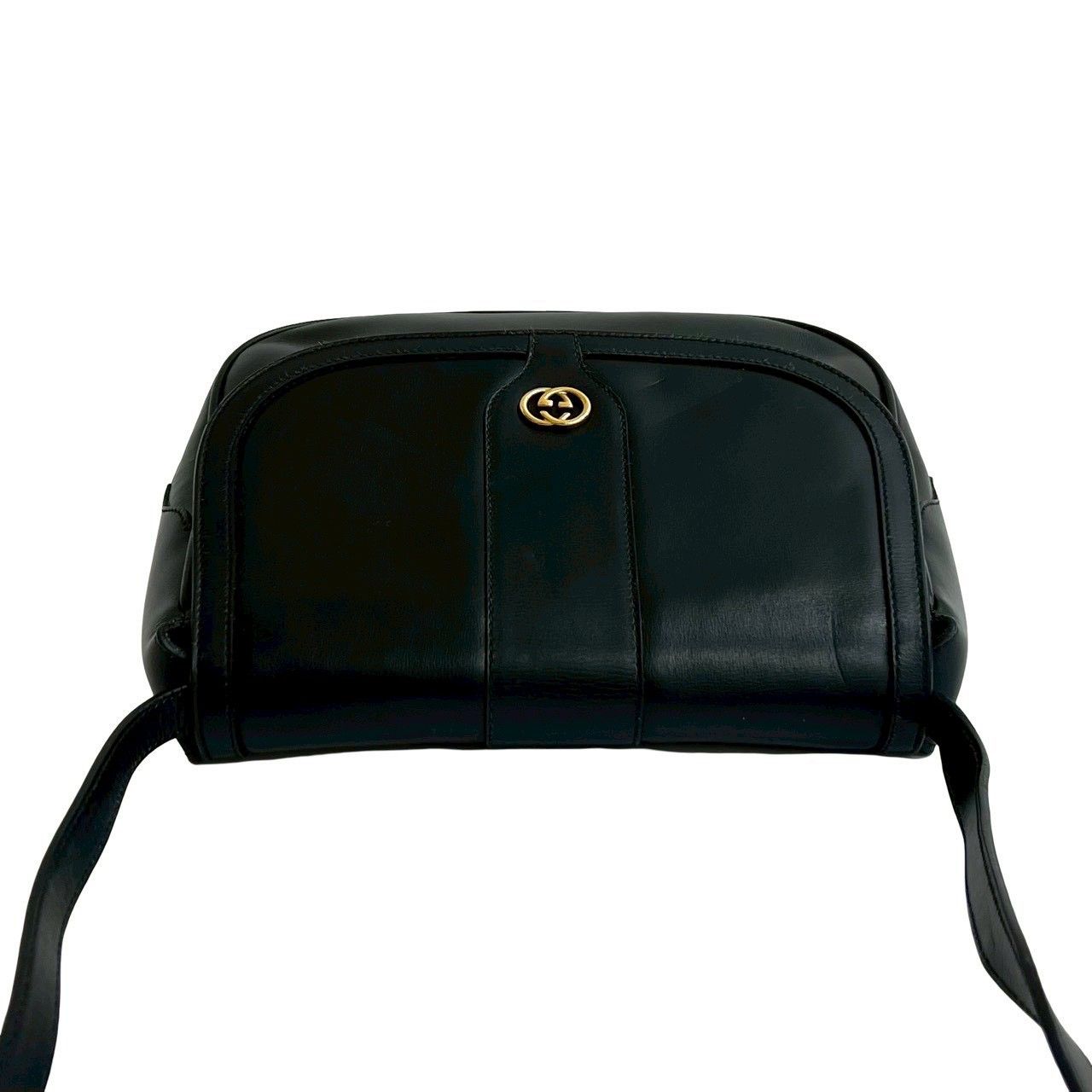 Gucci Vintage GG Logo Leather Shoulder Bag Pochette Crossbody Black