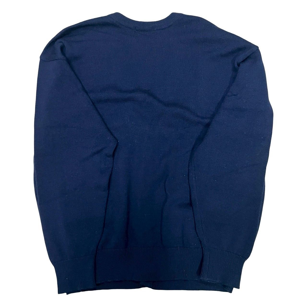 Saint Laurent Yves YSL Logo Embroidery Wool Cardigan Knit Sweater L Navy