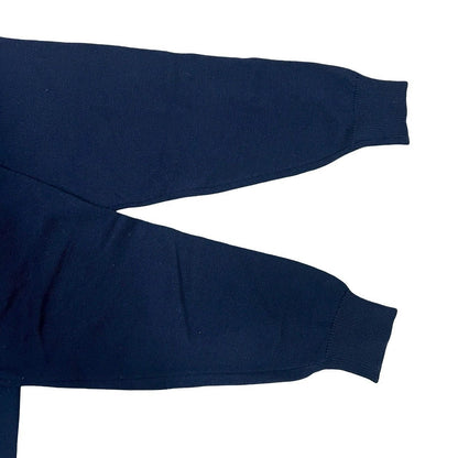 Saint Laurent Yves YSL Logo Embroidery Wool Cardigan Knit Sweater L Navy