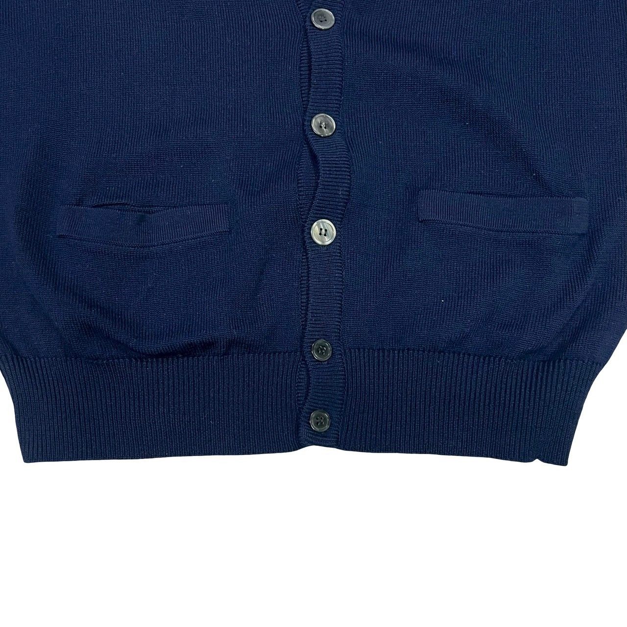 Saint Laurent Yves YSL Logo Embroidery Wool Cardigan Knit Sweater L Navy