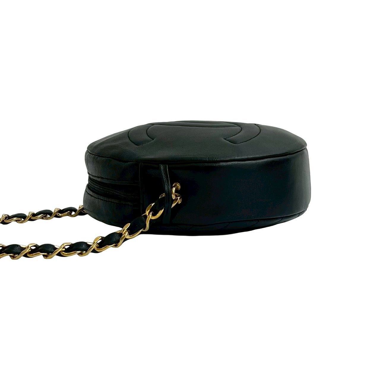 Chanel Quilted CC Logo Lambskin Leather Chain Shoulder Bag Pochette Black
