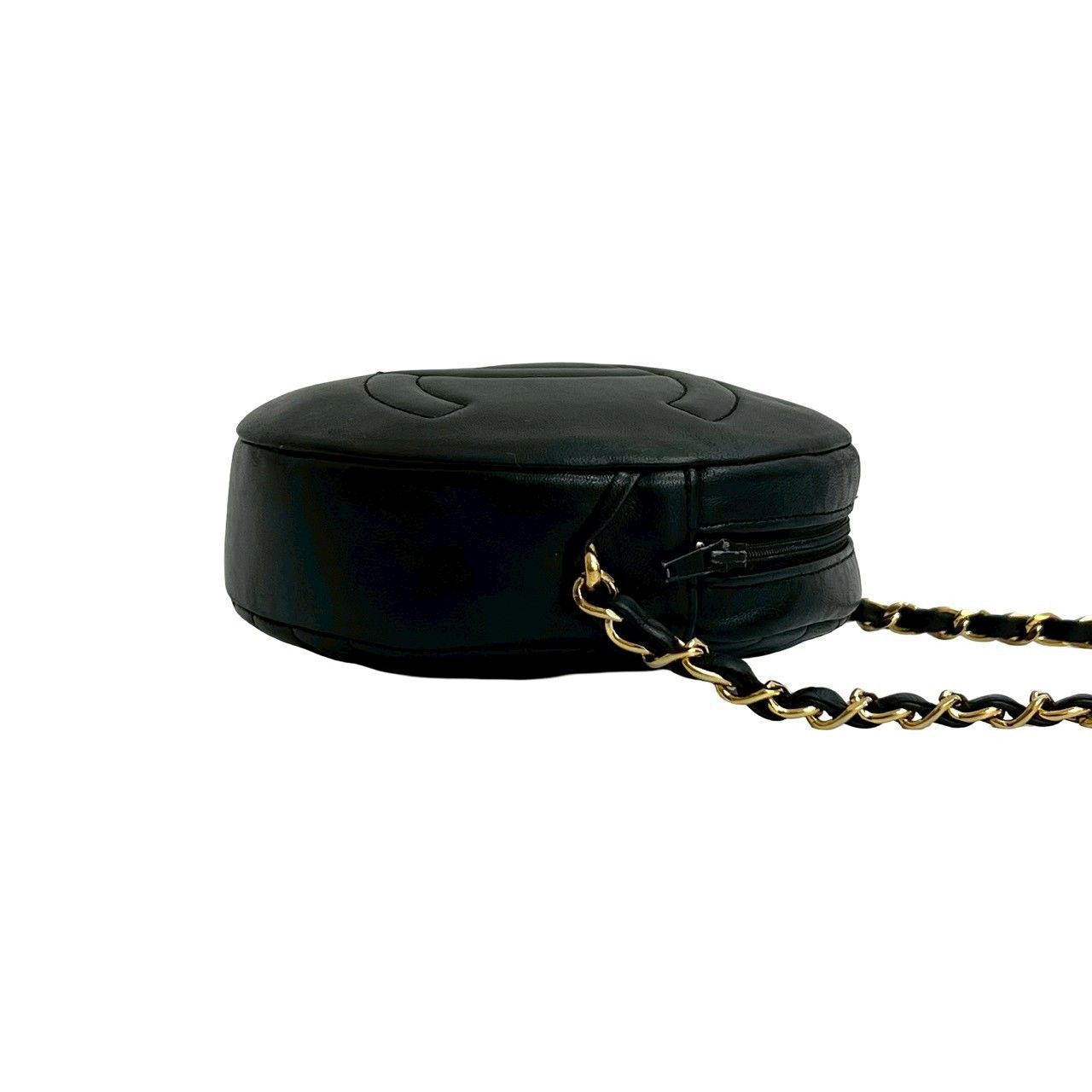 Chanel Quilted CC Logo Lambskin Leather Chain Shoulder Bag Pochette Black