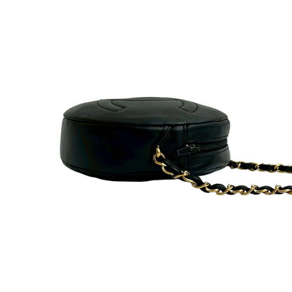 Chanel Quilted CC Logo Lambskin Leather Chain Shoulder Bag Pochette Black