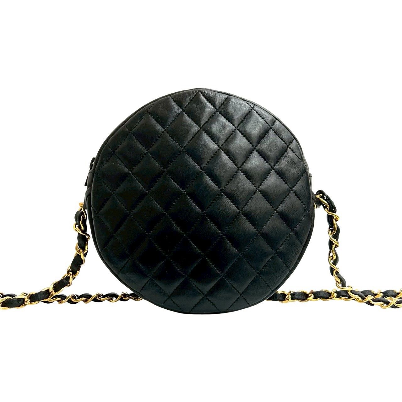 Chanel Quilted CC Logo Lambskin Leather Chain Shoulder Bag Pochette Black
