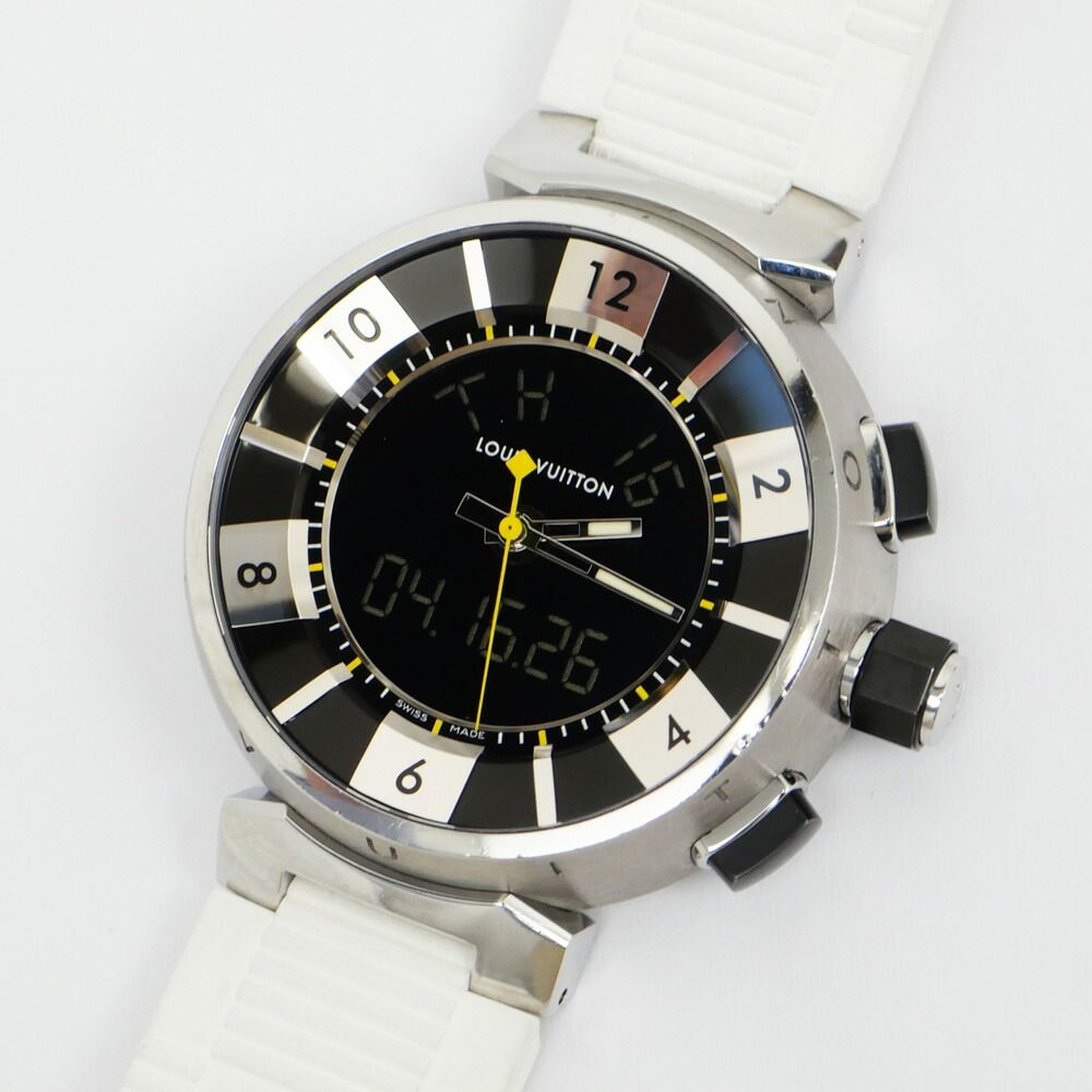 Louis Vuitton Tumble in Black Dial Stainless Steel Rubber Quartz Watch Battery