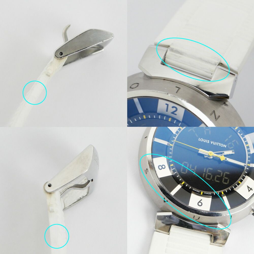 Louis Vuitton Tumble in Black Dial Stainless Steel Rubber Quartz Watch Battery