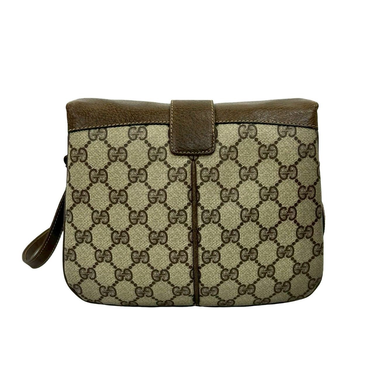 Gucci Vintage Sherry Line GG Logo Leather Mini Shoulder Bag Brown