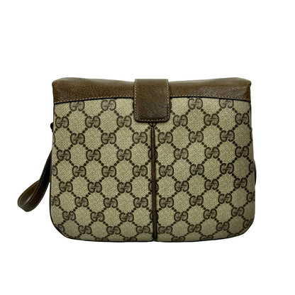 Gucci Vintage Sherry Line GG Logo Leather Mini Shoulder Bag Brown