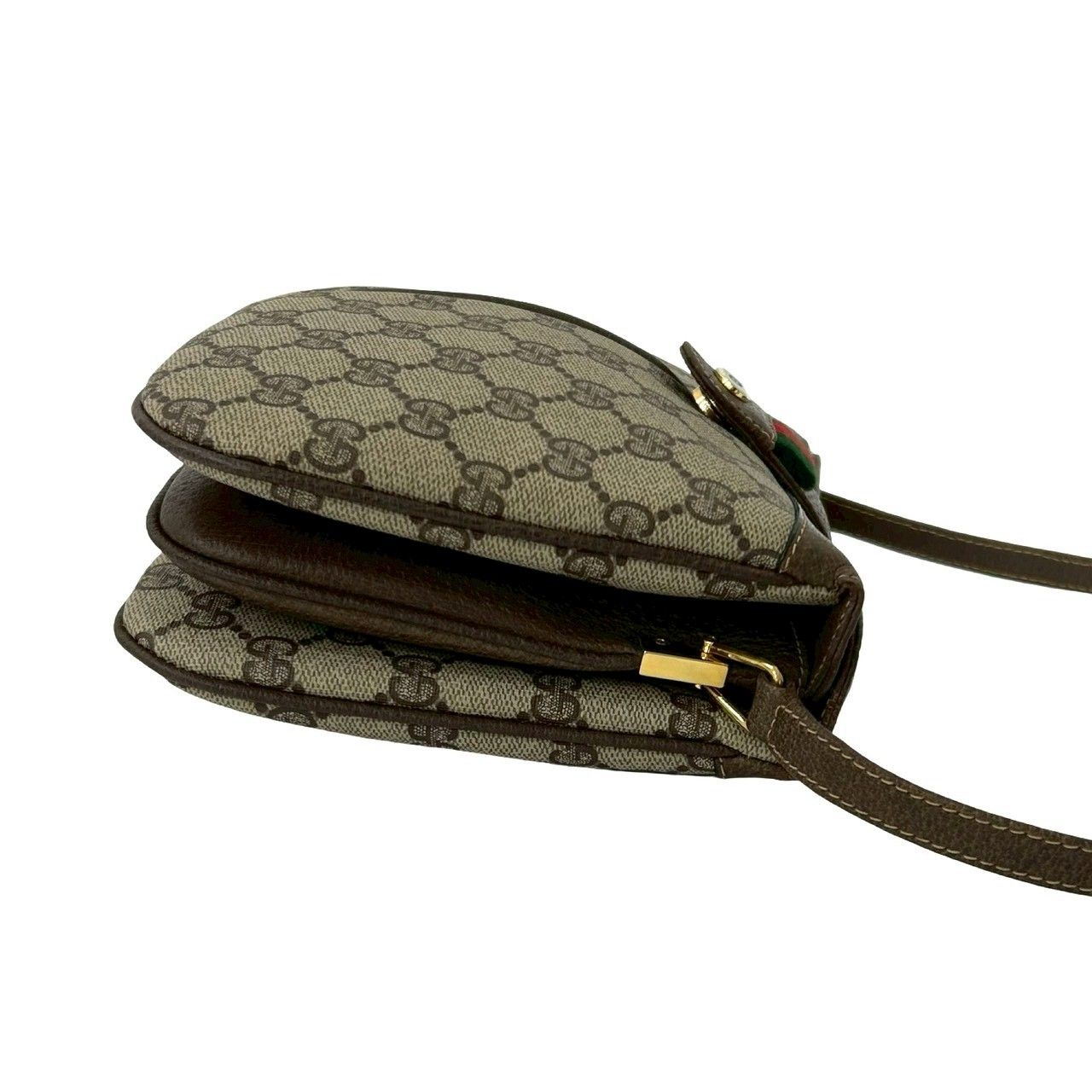 Gucci Vintage Sherry Line GG Logo Leather Mini Shoulder Bag Brown