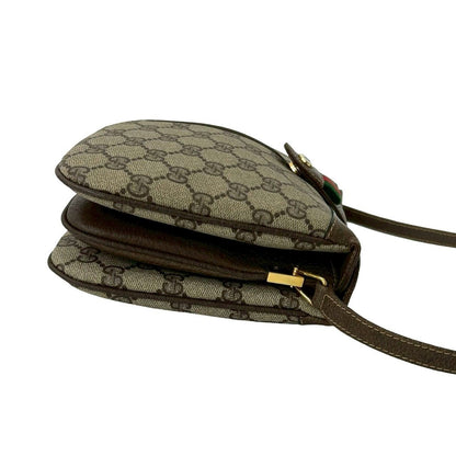 Gucci Vintage Sherry Line GG Logo Leather Mini Shoulder Bag Brown