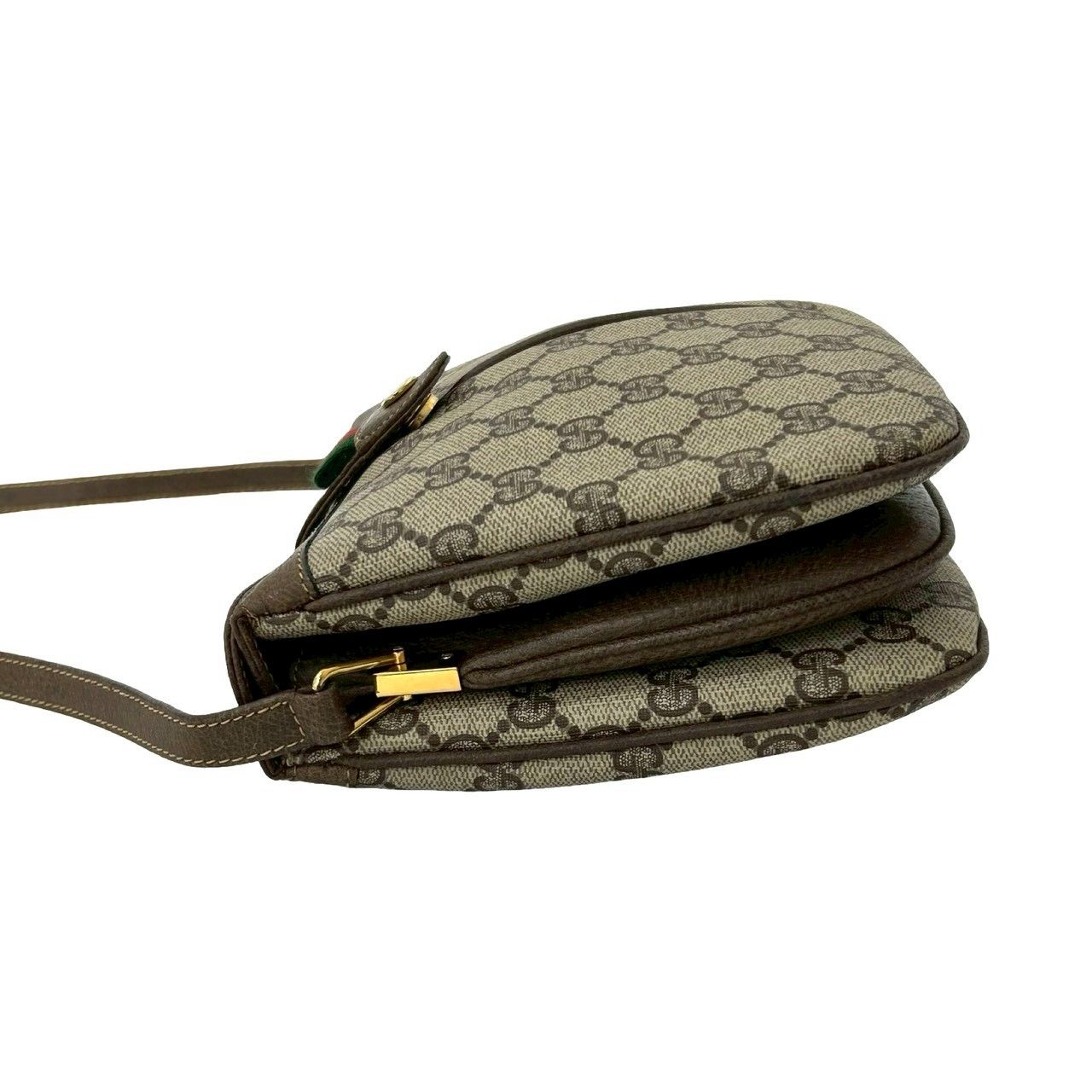 Gucci Vintage Sherry Line GG Logo Leather Mini Shoulder Bag Brown