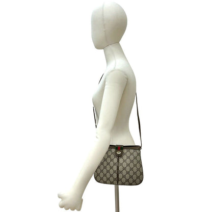Gucci Vintage Sherry Line GG Logo Leather Mini Shoulder Bag Brown
