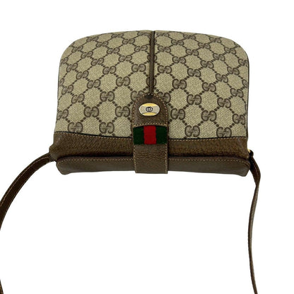 Gucci Vintage Sherry Line GG Logo Leather Mini Shoulder Bag Brown