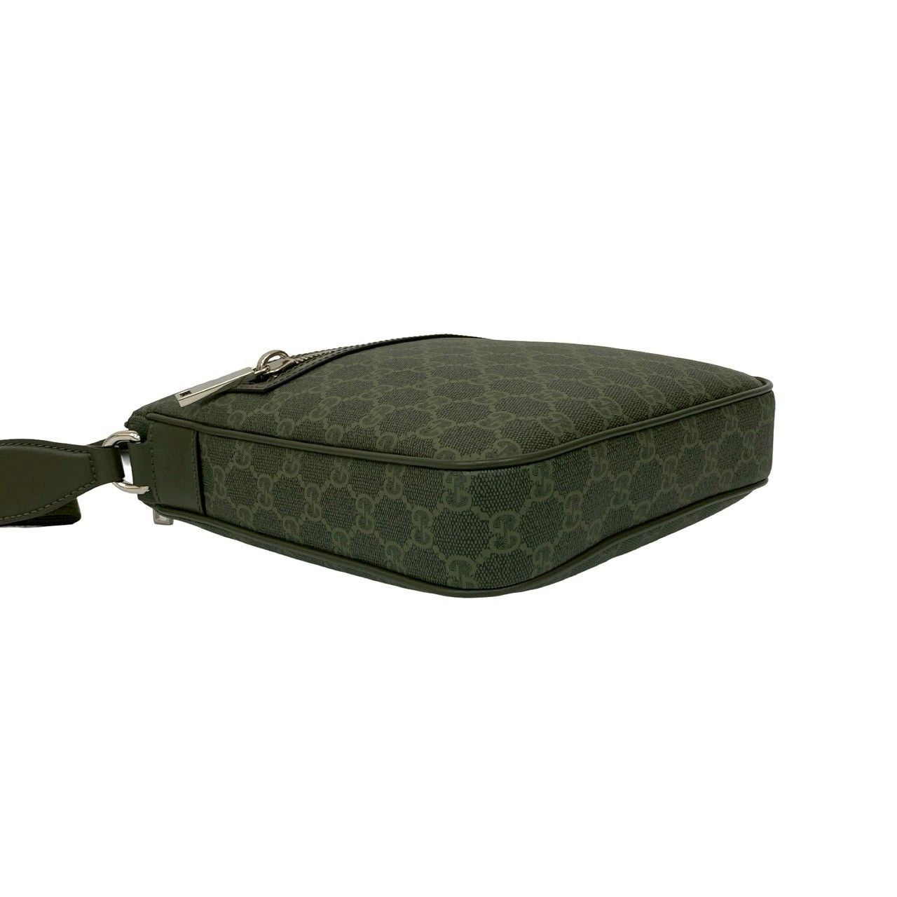 Gucci GG Pattern Small Messenger Bag Leather Crossbody Green