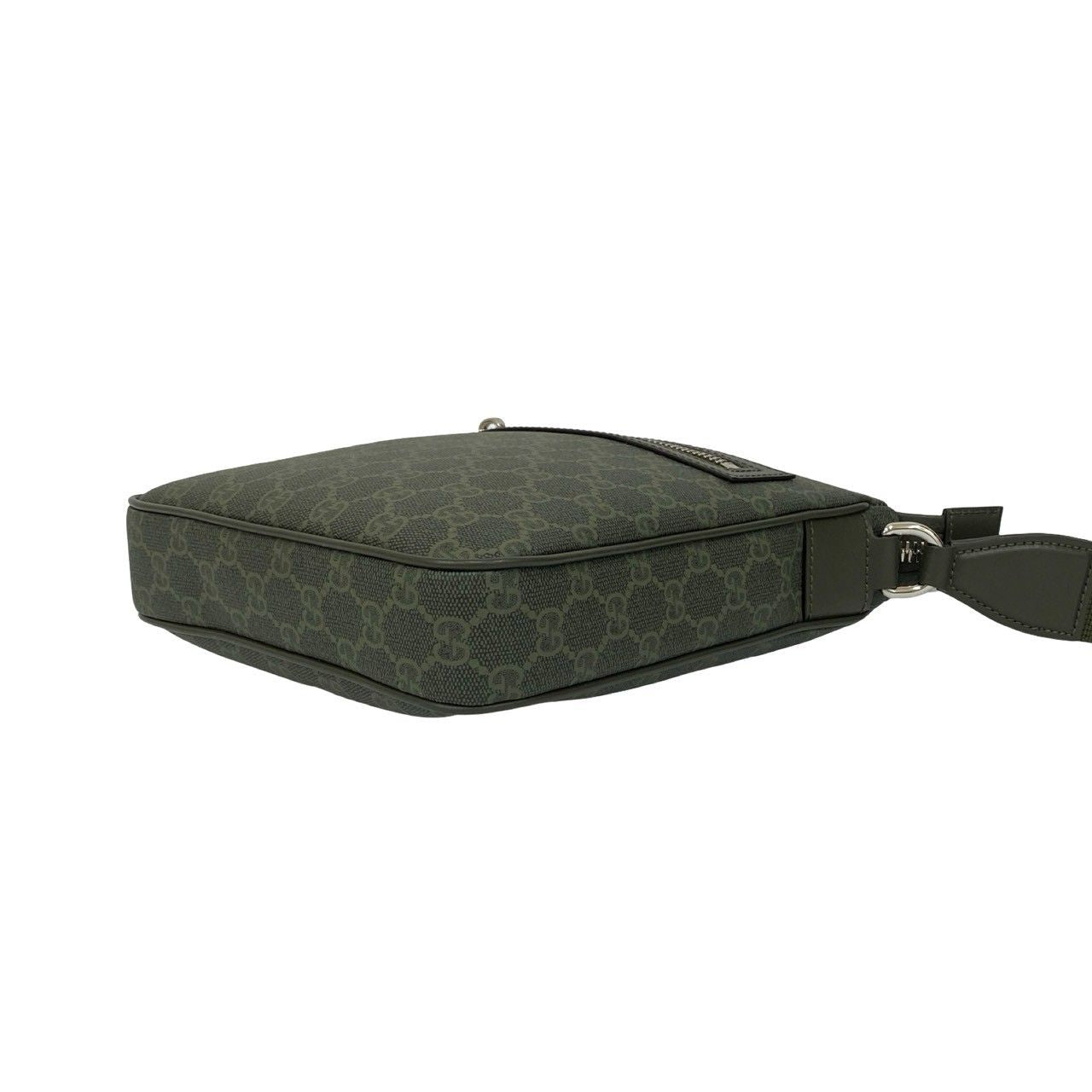 Gucci GG Pattern Small Messenger Bag Leather Crossbody Green