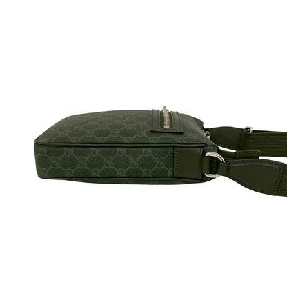 Gucci GG Pattern Small Messenger Bag Leather Crossbody Green