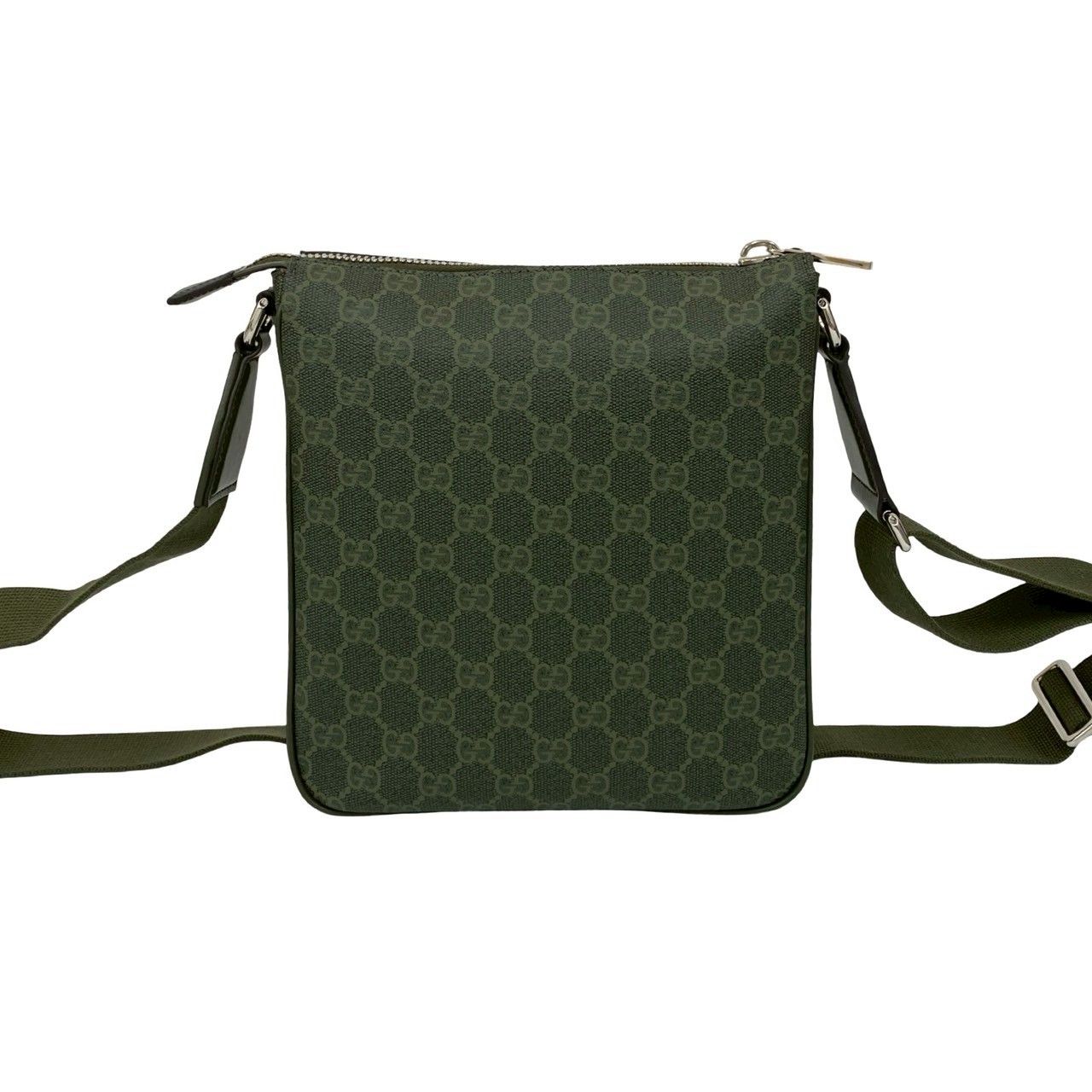 Gucci GG Pattern Small Messenger Bag Leather Crossbody Green