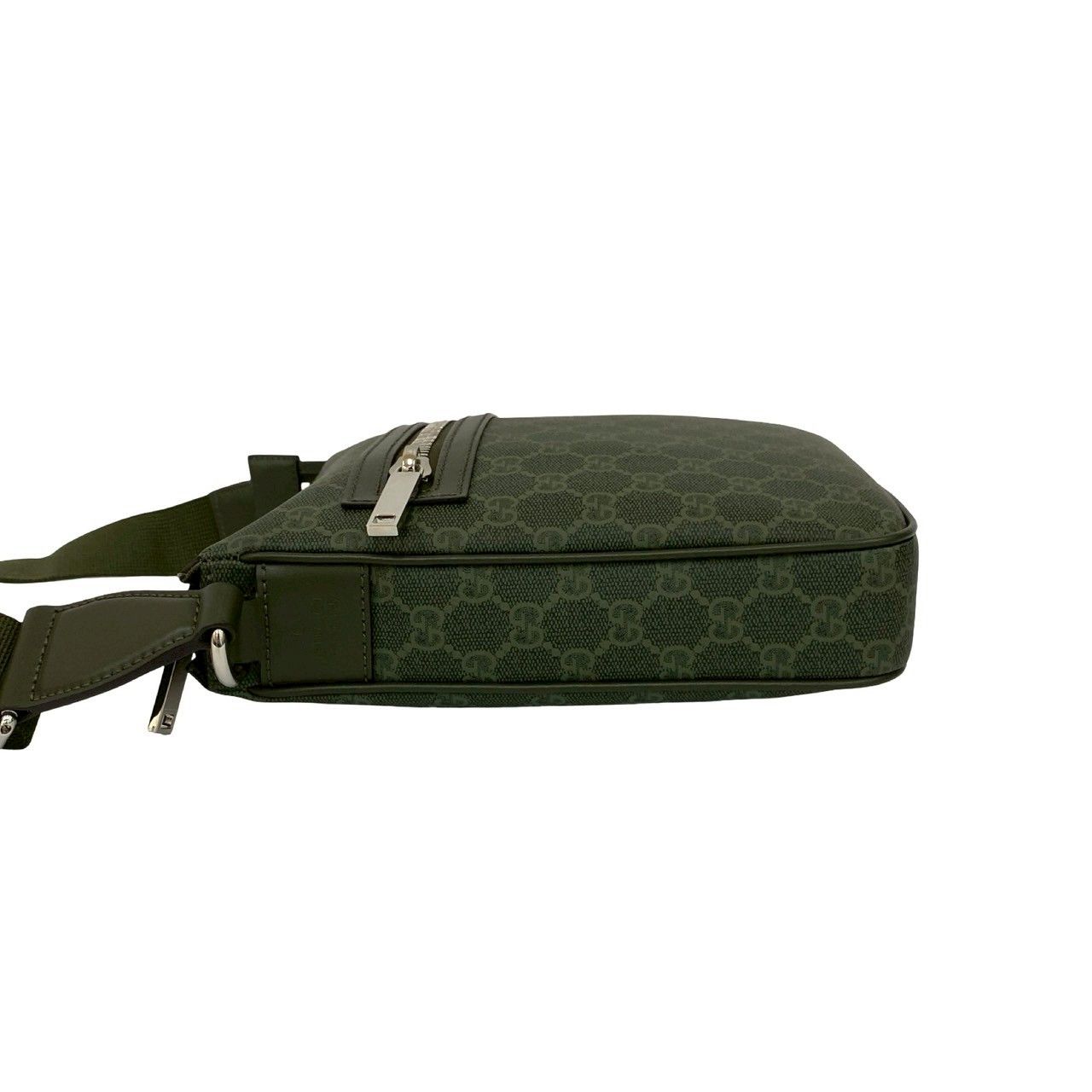 Gucci GG Pattern Small Messenger Bag Leather Crossbody Green