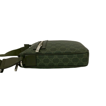 Gucci GG Pattern Small Messenger Bag Leather Crossbody Green