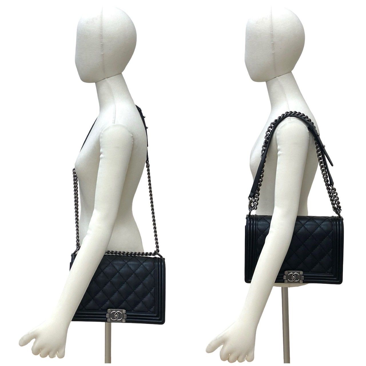 Chanel CC Logo Leather Chain Shoulder Bag Black